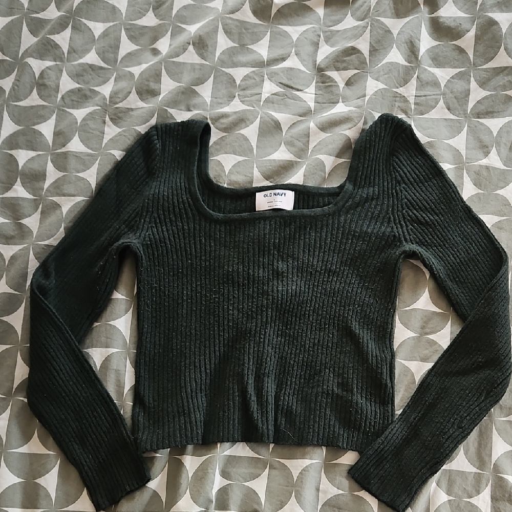 Old Navy Forest Green Ribbed Knit Top